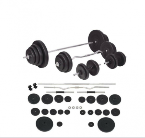 barbell-and-dumbbell-set-120kg-with-workout-bench-and-barbell-rack-fitness-equipment-big-2