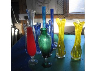 Glass twist bud vasesglass twist bud vases