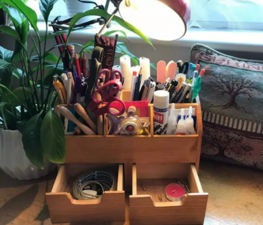 vintage-wooden-desk-tidy-with-drawers-big-0