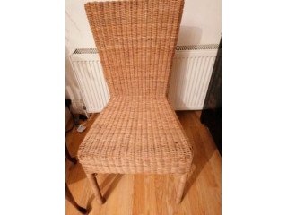 Vintage wicker high back chair with Bamboo frames
