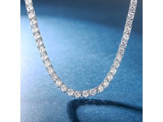 Diamond Line Necklace Round Diamonds for Sale