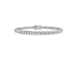 18K White Gold Round Diamond Claw Set Tennis Bracelet